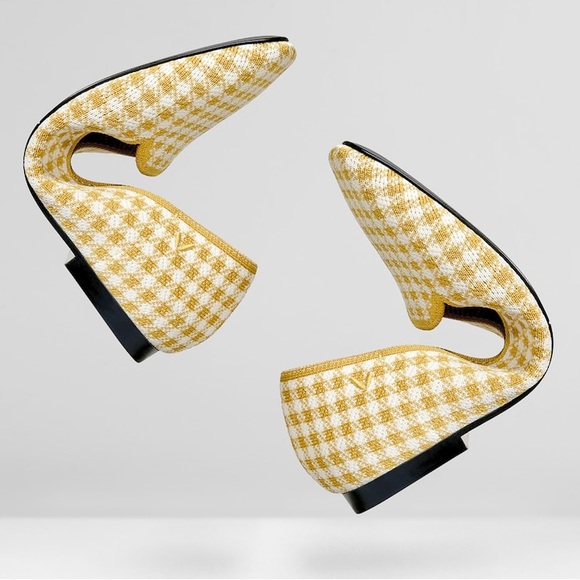 Vivaia Sylvia Yellow Square Toe Gingham Plaid Flats Loafers 38.5 - Picture 2 of 12